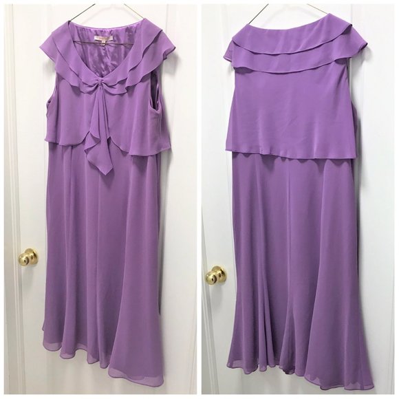 Jacques Vert Purple Dress Size 16 Machine Washable - Picture 1 of 8